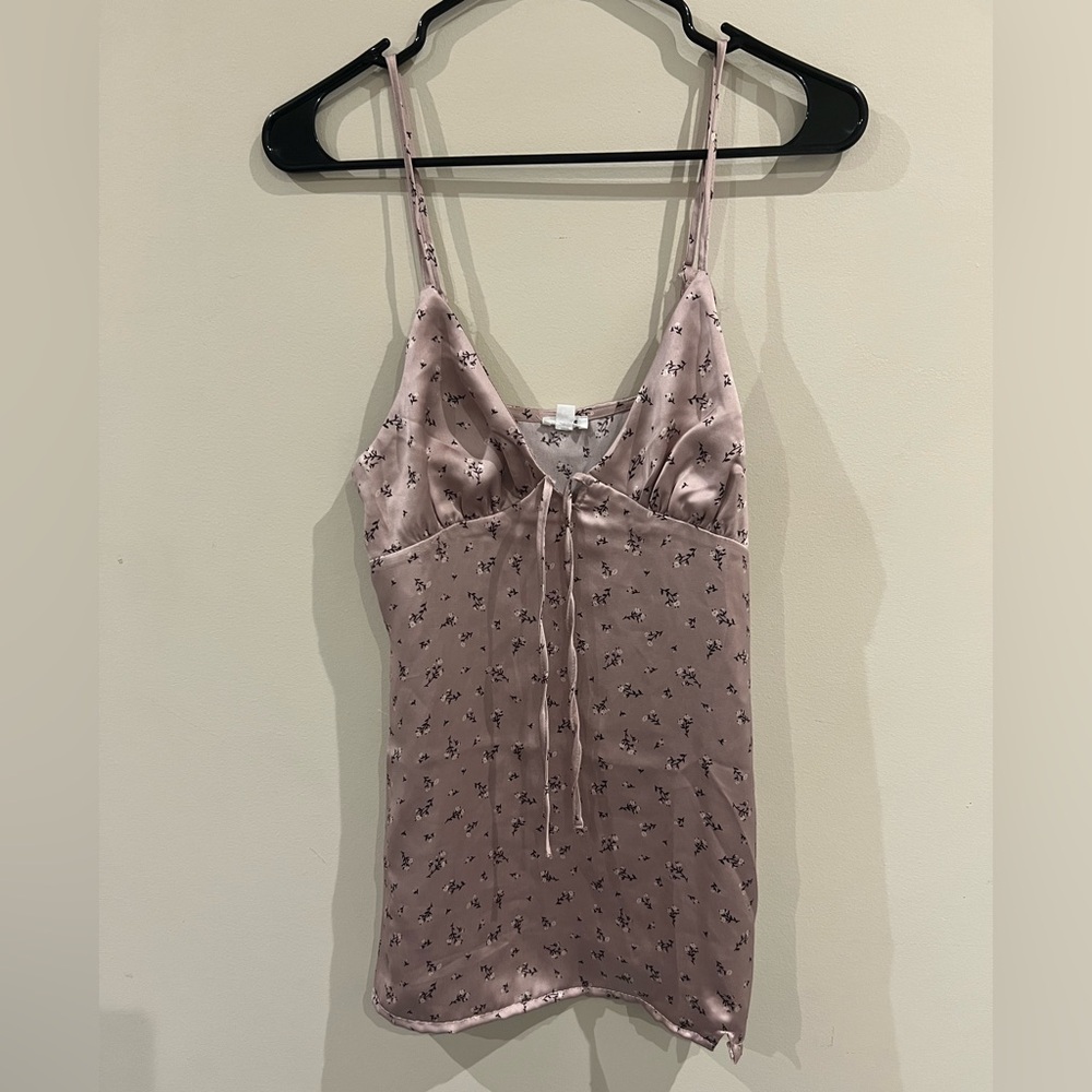 Garage Blush Pink Floral Satin Mini Slip Dress